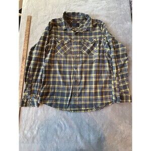 Magpul Industries Shirt Mens Large Gray Yellow Plaid Logger Flannel Snap Buttons